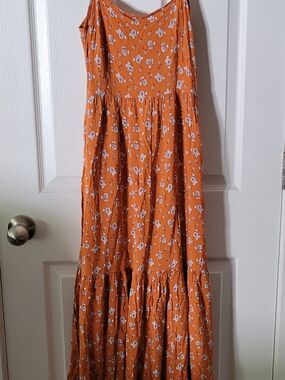 Forever 21 Small Rust Orange Floral Maxi Boho dress